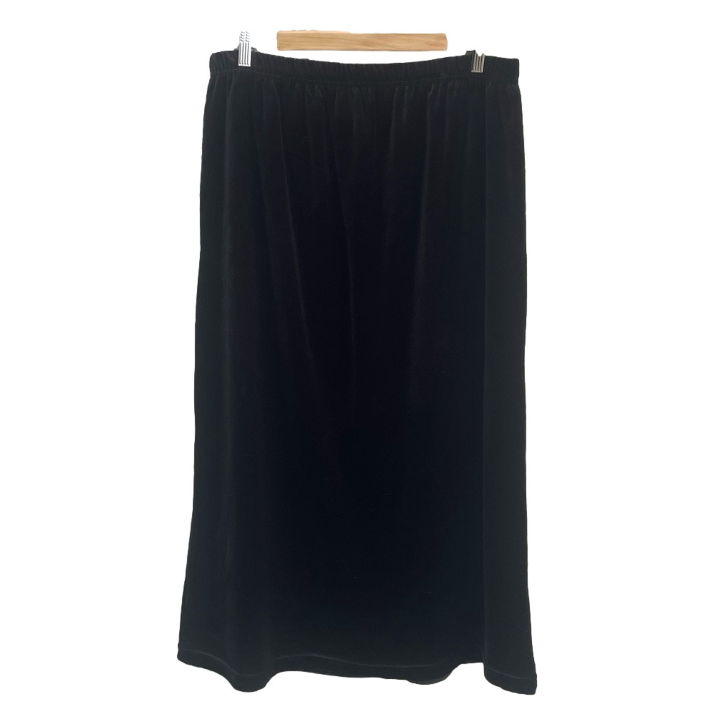 Vintage Bentley Black Velvet Pull On Midi-Maxi Skirt Size XL 1X Whimsigoth